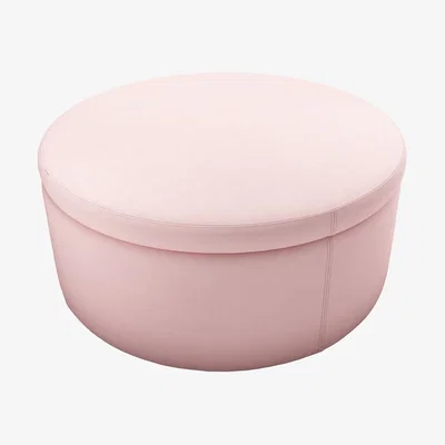 Sofa.com Luna Large Round Storage Footstool in Rhubarb Smart Cotton - sofa.com
