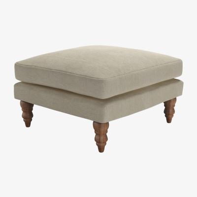 Sofa.com Isla Medium Square Footstool in Pampas Hygge Smart Linen