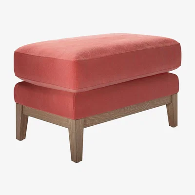 Sofa.com Costello Small Rectangular Footstool in Dusty Rose Cotton Matt Velvet