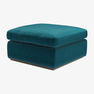 Sofa.com Ren Footstool in Deep Turquoise Cotton Matt Velvet