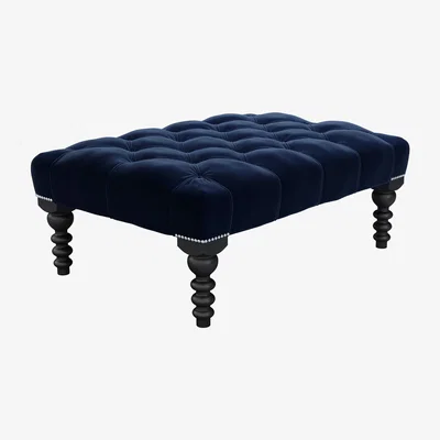 Sofa.com Perfectly pristine Valentin Medium Rectangular Footstool in Admiral Smart Cotton - sofa.com