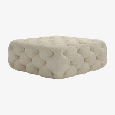Sofa.com Georgette Medium Square Footstool in Pampas Hygge Smart Linen