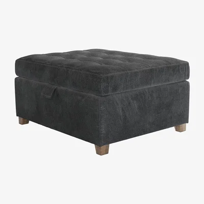 Sofa.com Club Small Rectangular Storage Footstool in Raven Speckled Chenille