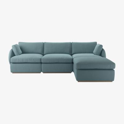 Sofa.com Ren Complete Set with Footstool in Lagoon Brushed Linen Cotton