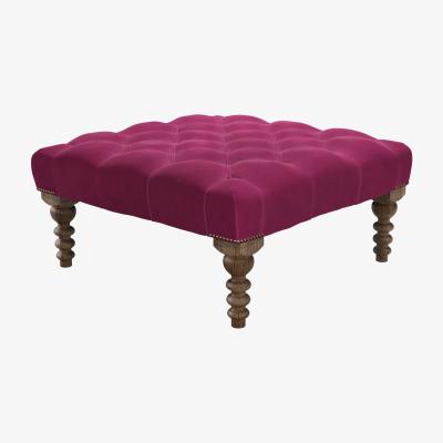 Sofa.com Valentin Medium Square Footstool in Persian Rose Smart Velvet