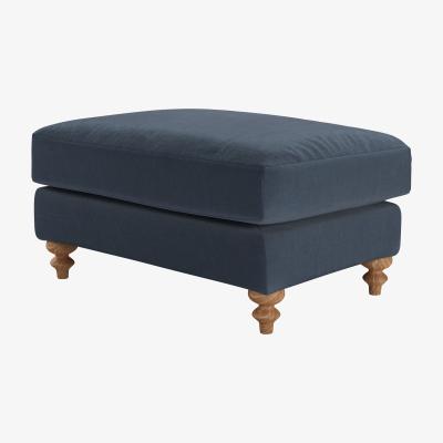 Sofa.com Teddy Large Rectangular Footstool in Skyfall Cotton Matt Velvet