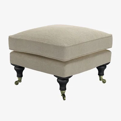 Sofa.com Bluebell Small Square Footstool in Pampas Hygge Smart Linen