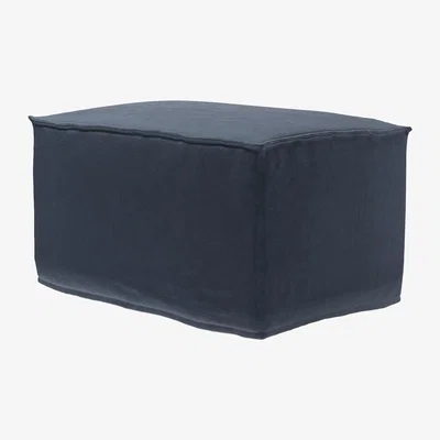 Sofa.com Anders Small Rectangular Footstool in Skyfall Cotton Matt Velvet