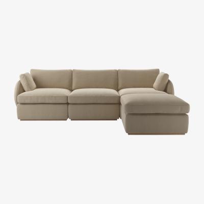 Sofa.com Ren Complete Set with Footstool in Pennine Stone Organic Smart Cotton