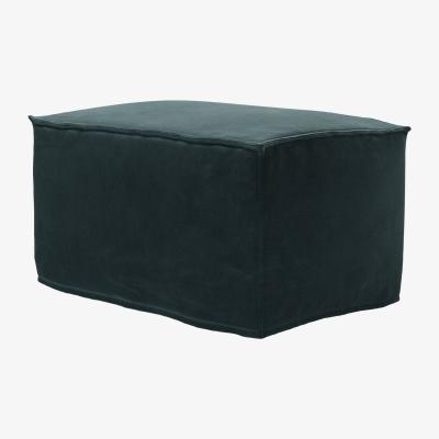 Sofa.com Anders Small Rectangular Footstool in Deep Forest Aquaclean Clever Velvet