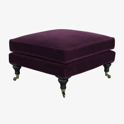 Sofa.com Bluebell Medium Square Footstool in Damson Smart Velvet