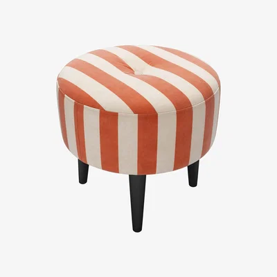 Sofa.com Jack Round Footstool in Burnt Orange Stripe Velvet