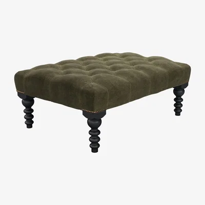 Sofa.com Valentin Medium Rectangular Footstool in Juniper Aquaclean Clever Chenille