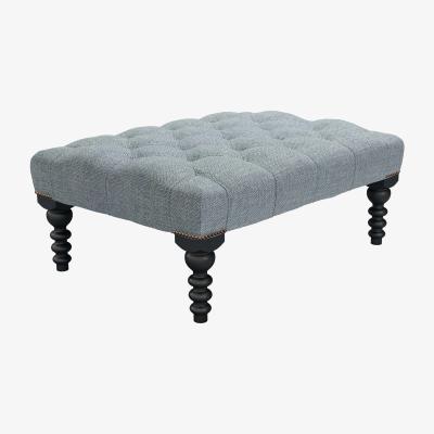 Sofa.com Valentin Medium Rectangular Footstool in Cornflower Silky Jacquard Weave