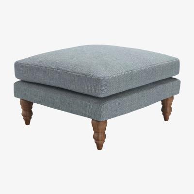 Sofa.com Isla Medium Square Footstool in Cornflower Silky Jacquard Weave