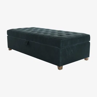 Sofa.com Club Large Rectangular Storage Footstool in Deep Forest Aquaclean Clever Velvet