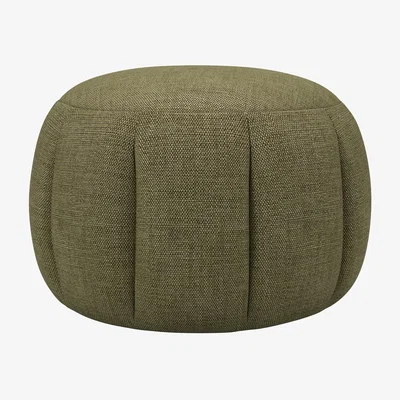 Sofa.com Harper Round Footstool in Thyme Florence Textured Weave