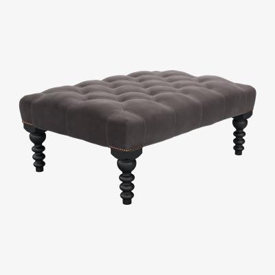Sofa.com Valentin Medium Rectangular Footstool in Shale Aquaclean Clever Velvet