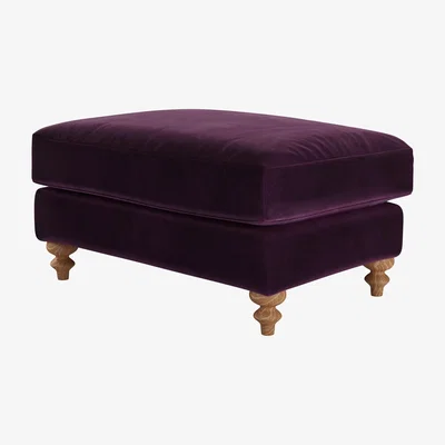 Sofa.com Teddy Large Rectangular Footstool in Damson Smart Velvet