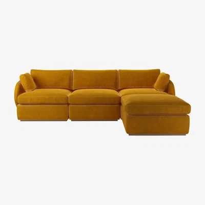Sofa.com Ren Complete Set with Footstool in Amber Smart Velvet