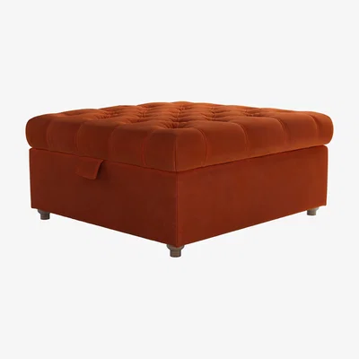 Sofa.com Valentin Medium Square Storage Footstool in Brick Aquaclean Clever Velvet