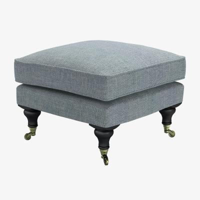 Sofa.com Bluebell Small Square Footstool in Cornflower Silky Jacquard Weave
