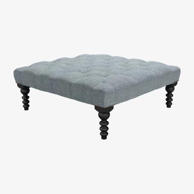 Sofa.com Valentin Large Square Footstool in Cornflower Silky Jacquard Weave
