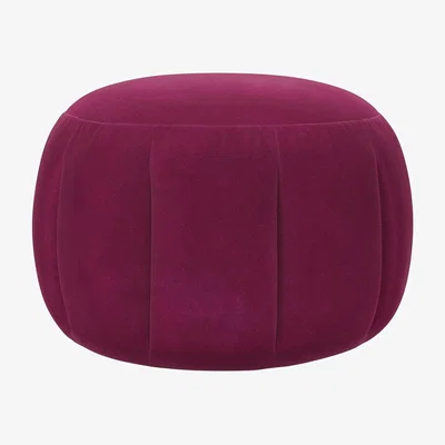 Sofa.com Harper Round Footstool in Persian Rose Smart Velvet