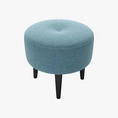 Sofa.com Jack Small Round Footstool in Blue Soft Textured