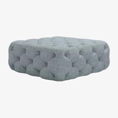 Sofa.com Georgette Medium Square Footstool in Cornflower Silky Jacquard Weave