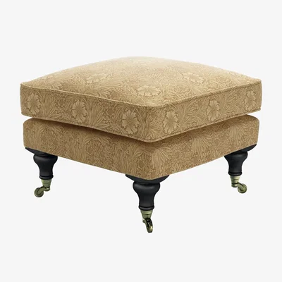 Sofa.com Bluebell Small Square Footstool in Marigold Velvet Ochre by William Morris At Home