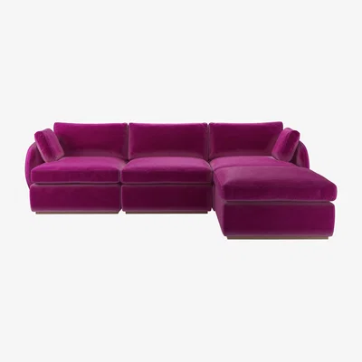 Sofa.com Ren Complete Set with Footstool in Peony Cotton Matt Velvet