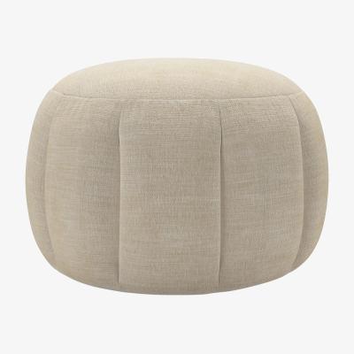 Sofa.com Harper Round Footstool in Chantilly Aquaclean Clever Chenille
