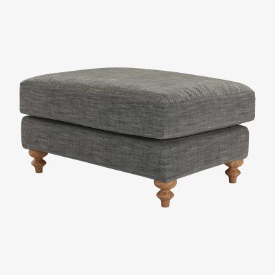 Sofa.com Teddy Large Rectangular Footstool in Liquorice Baylee Multi-Tone Viscose Linen