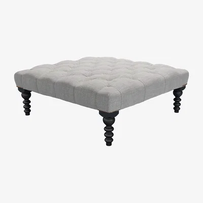 Sofa.com Valentin Large Square Footstool in Marble Silky Jacquard Weave - sofa.com