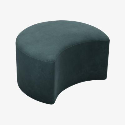 Sofa.com Luna Half Moon Footstool in Deep Forest Aquaclean Clever Velvet