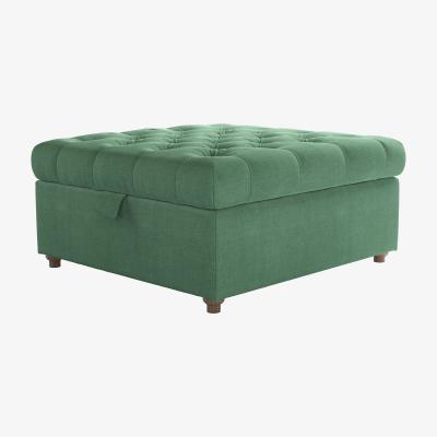 Sofa.com Valentin Medium Square Storage Footstool in Celadon Easy Cotton