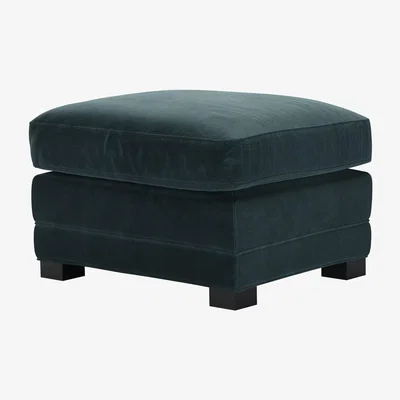 Sofa.com Aissa Medium Rectangular Footstool in Deep Forest Aquaclean Clever Velvet