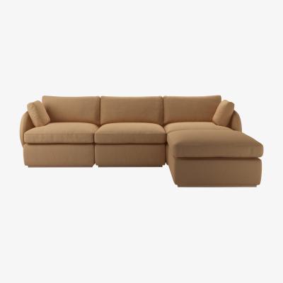 Sofa.com Ren Complete Set with Footstool in Pecan Brushed Linen Cotton