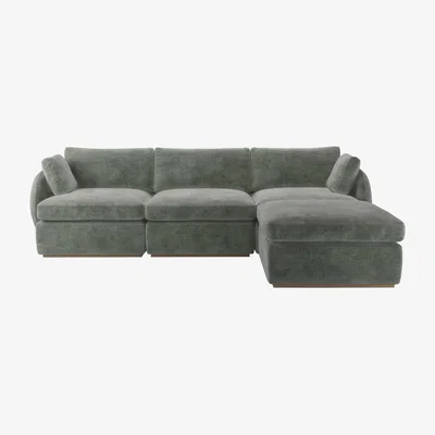 Sofa.com Ren Complete Set with Footstool in Moonstone Speckled Chenille