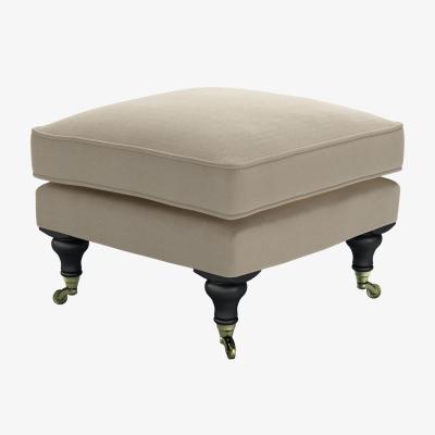Sofa.com Bluebell Small Square Footstool in Pennine Stone Organic Smart Cotton