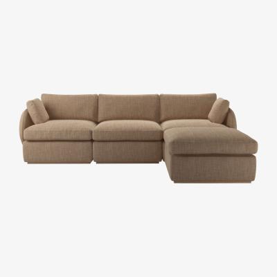 Sofa.com Ren Complete Set with Footstool in Driftwood Baylee Multi-Tone Viscose Linen