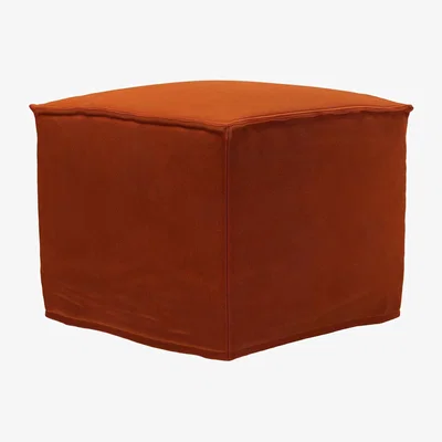Sofa.com Anders Small Square Footstool in Brick Aquaclean Clever Velvet