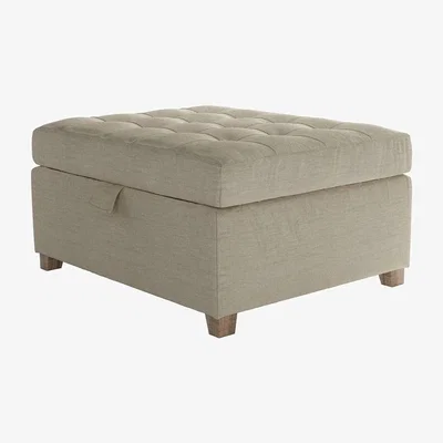 Sofa.com Club Small Rectangular Storage Footstool in Pampas Hygge Smart Linen