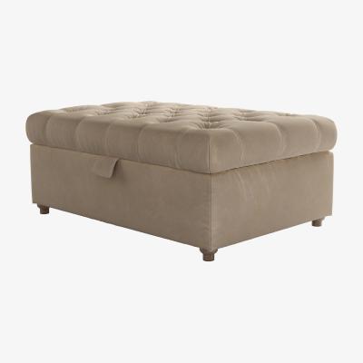 Sofa.com Valentin Medium Rectangular Storage Footstool in Fawn Aquaclean Clever Velvet