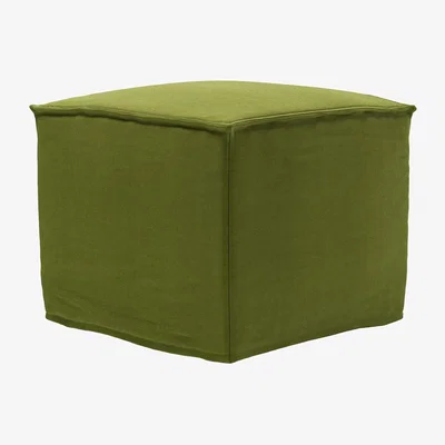 Sofa.com Anders Small Square Footstool in Vine Leaf Organic Smart Cotton