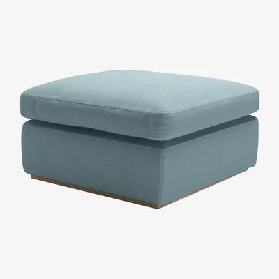 Sofa.com Ren Footstool in Lagoon Brushed Linen Cotton