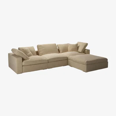 Sofa.com Long Island Complete Set with Footstool in Nordic Pine Hygge Chunky Weave