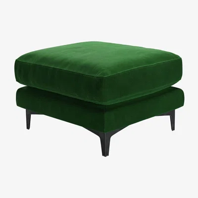 Sofa.com Boston Medium Rectangular Footstool in Putting Green Aquaclean Clever Velvet