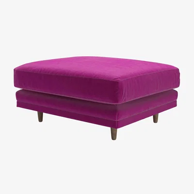 Sofa.com Marco Large Rectangular Footstool in Peony Cotton Matt Velvet